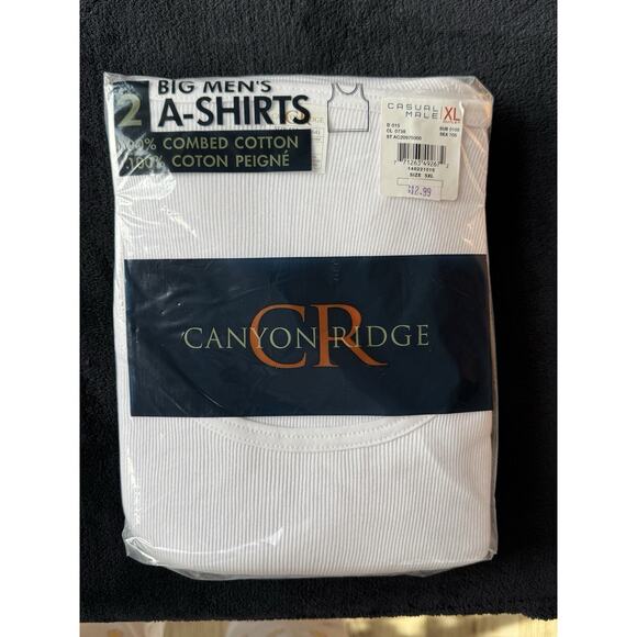 Men's Ribbed Cotton Tank Tops A-Shirt 2 Pack Big Tall 5XL 62-64 Underwear - Picture 1 of 3